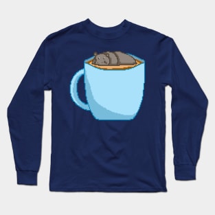 Hippo in a cup of coffee Long Sleeve T-Shirt